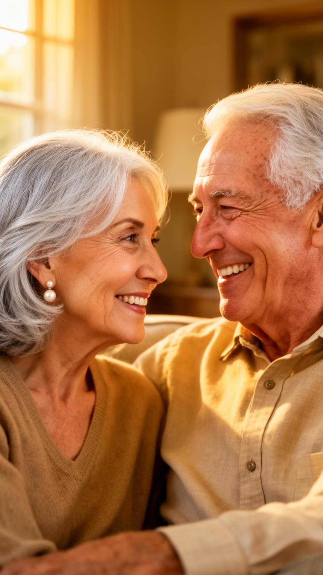 Happy senior couple smiling together